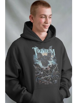 Sevbano Trivium Rock Metal Müzik Grubu Ön Baskılı Unisex Oversize Premium Hoodie