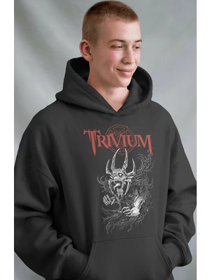 Sevbano Trivium Rock Metal Müzik Grubu Ön Baskılı Unisex Oversize Premium Hoodie