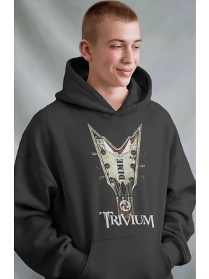 Sevbano Trivium Rock Metal Müzik Grubu Ön Baskılı Unisex Oversize Premium Hoodie