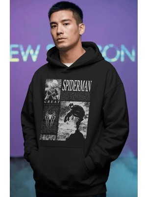 Sevbano Spider-Man Örümcek Adam Film Kahramanı Ön Baskılı Unisex Oversize Premium Hoodie