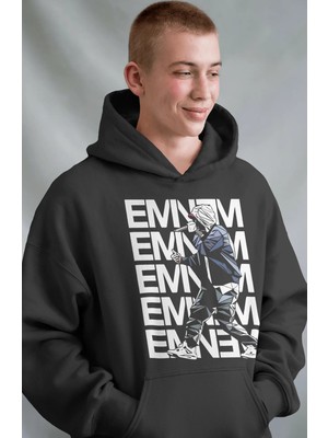 Sevbano Eminem Rapper Şarkıcı Ön Baskılı Unisex Oversize Premium Hoodie