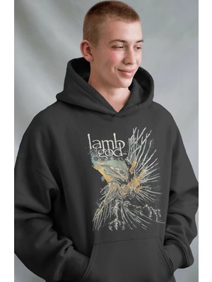 Sevbano Lamb Of God Rock Metal Müzik Grubu Ön Baskılı Unisex Oversize Premium Hoodie