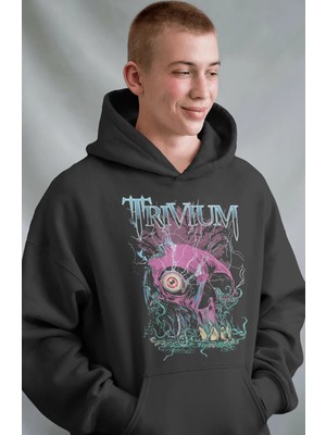 Sevbano Trivium Rock Metal Müzik Grubu Ön Baskılı Unisex Oversize Premium Hoodie