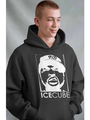 Sevbano Ice Cube Rapper Şarkıcı Ön Baskılı Unisex Oversize Premium Hoodie