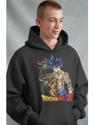 Sevbano Son Goku Dragon Ball Z Anime Ön Baskılı Unisex Oversize Premium Hoodie