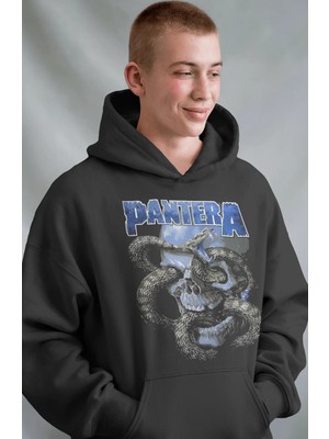 Sevbano Pantera Rock Metal Müzik Grubu Ön Baskılı Unisex Oversize Premium Hoodie