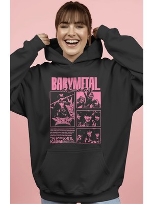 Sevbano Baby Metal Rock Metal Müzik Grubu Ön Baskılı Unisex Oversize Premium Hoodie