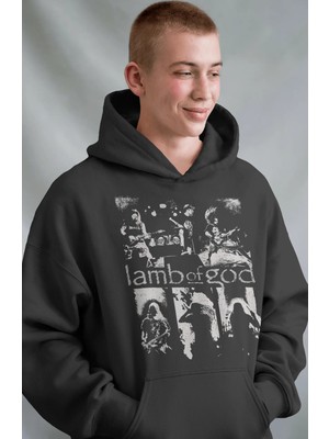 Sevbano Lamb Of God Rock Metal Müzik Grubu Ön Baskılı Unisex Oversize Premium Hoodie