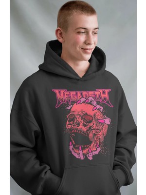 Sevbano Megadeth Rock Metal Müzik Grubu Ön Baskılı Unisex Oversize Premium Hoodie