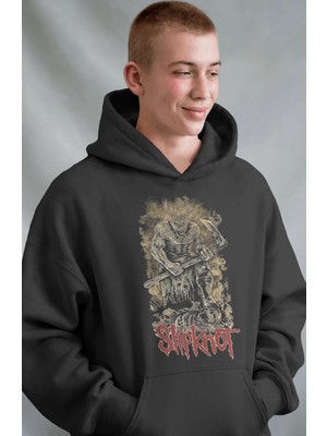 Sevbano Slipknot Rock Metal Müzik Grubu Ön Baskılı Unisex Oversize Premium Hoodie