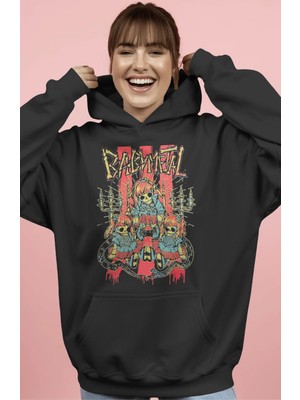 Sevbano Baby Metal Rock Metal Müzik Grubu Ön Baskılı Unisex Oversize Premium Hoodie