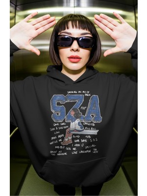 Sevbano Sza Rapper Şarkıcı Ön Baskılı Unisex Oversize Premium Hoodie