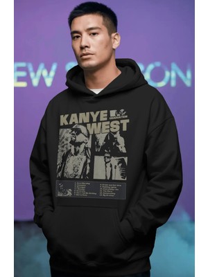 Sevbano Kanye West Rapper Şarkıcı Ön Baskılı Unisex Oversize Premium Hoodie