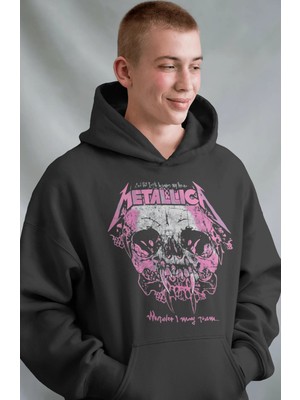 Sevbano Metallica Rock Metal Müzik Grubu Ön Baskılı Unisex Oversize Premium Hoodie