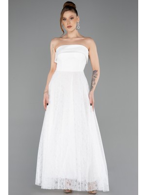 Abiyefon Straplez Midi Dantel Davet Elbisesi ABK2538