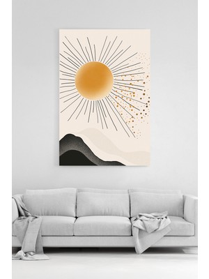 HonataDizayn Minimalist Güneş ve Dağ Silüetli Modern Dekoratif Duvar Kanvas Tablo