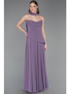 Abiyefon Straplez Peplum Kesim Uzun Şifon Abiye Elbise ABU5763
