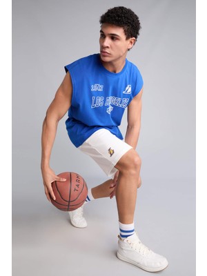DeFacto NBA Los Angeles Lakers Oversize Bisiklet Yaka Atlet G2433AX26AU