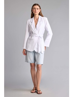 DeFacto Regular Fit Kuşaklı Blazer Ceket H0851AX26SM