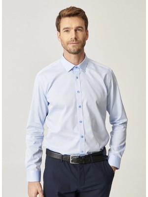 Altınyıldız Classics Slim Fit Klasik Düz Açık Mavi Erkek Gömlek 4A2000000007