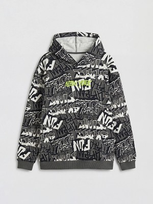 Lc Waikiki Yeni Sezon Kapüşonlu New York Baskılı Erkek Çocuk Sweatshirt