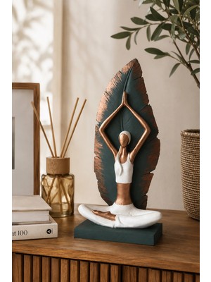Valerine Life Zenora Yapraklı Yoga Motifli Biblo Vazo Seti Salon Konsol Masaüstü Ev Aksesuarı
