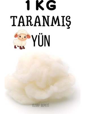 Elyaf Sepeti 1 kg %100 Yıkanmış Taranmış Merinos Kuzu Yünü
