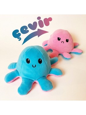 Favorim50Ton Mavi Pembe Mod Değiştiren Ahtapot Peluş Oyuncak Kız Çocuklar İçin Yumuşak Aksesuar