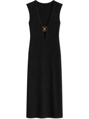 Eclectic Siyah Kadın V Yaka Regular Fit Elbise P-0275100