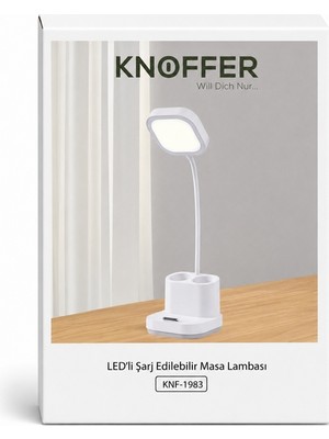 Knoffer Entegre Edilmiş Çıkarılmaz LED Ampullu Şarj Edilebilir Masa Lambası