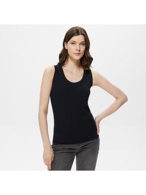 Nautica Kadın Siyah Slim Fit Kolsuz T-Shirt