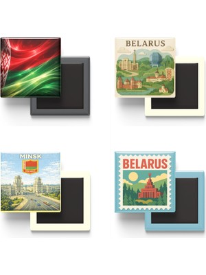 İberk Buzdolap Magnetleri - Belarus - Minsk - 4'lü Set