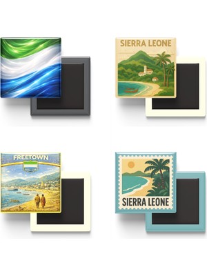 İberk Buzdolap Magnetleri - Sierra Leone - Freetown - 4'lü Set