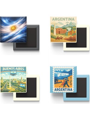 İberk Buzdolap Magnetleri - Arjantin - Buenos Aires - 4'lü Set