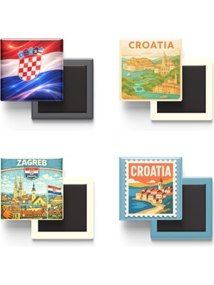 İberk Buzdolap Magnetleri - Hırvatistan - Zagreb - 4'lü Set