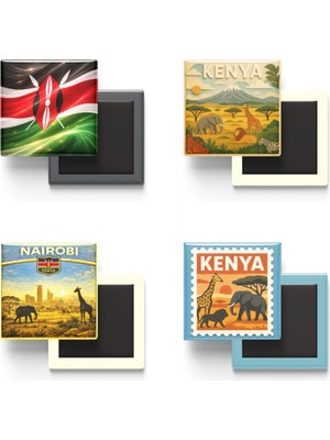 İberk Buzdolap Magnetleri - Kenya - Nairobi - 4'lü Set