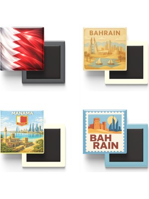 İberk Buzdolap Magnetleri - Bahreyn - Manama - 4'lü Set