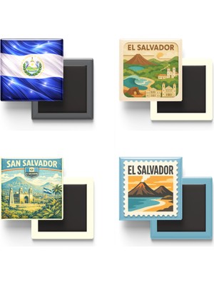 İberk Buzdolap Magnetleri - El Salvador - San Salvador - 4'lü Set