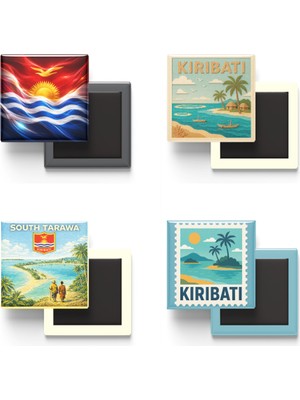 İberk Buzdolap Magnetleri - Kiribati - Tarava - 4'lü Set