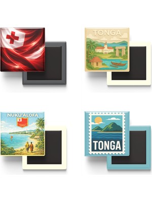 İberk Buzdolap Magnetleri - Tonga - Nuku'alofa - 4'lü Set