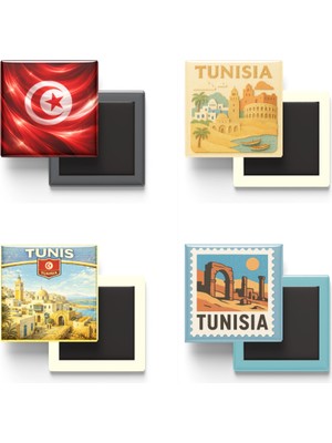 İberk Buzdolap Magnetleri - Tunus - Tunus - 4'lü Set