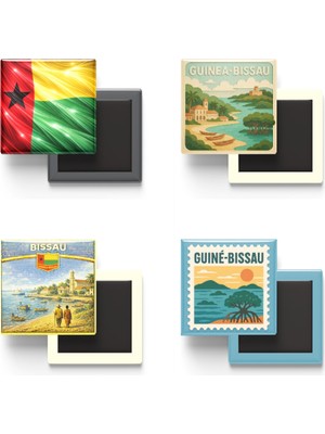 İberk Buzdolap Magnetleri - Gine-Bissau - Bissau - 4'lü Set
