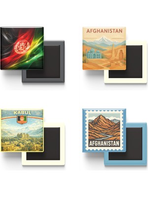 İberk Buzdolap Magnetleri - Afganistan - Kabil - 4'lü Set