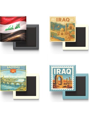 İberk Buzdolap Magnetleri - Irak - Bağdat - 4'lü Set