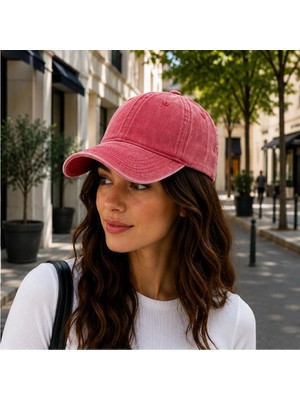 Gülümser Shop Unisex Yıkamalı Vintage Baseball Şapka – Ayarlanabilir Tokalı Fuşya Günlük Spor Şapka