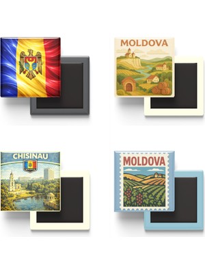 İberk Buzdolap Magnetleri - Moldova - Kişinev - 4'lü Set