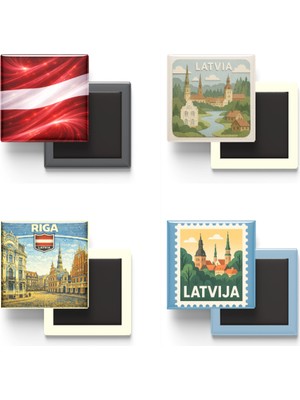 İberk Buzdolap Magnetleri - Letonya - Riga - 4'lü Set