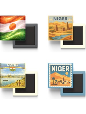 İberk Buzdolap Magnetleri - Nijer - Niamey - 4'lü Set