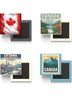 İberk Buzdolap Magnetleri - Kanada - Ottawa - 4'lü Set