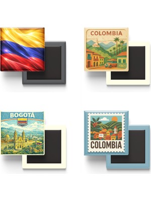 İberk Buzdolap Magnetleri - Kolombiya - Bogotá - 4'lü Set